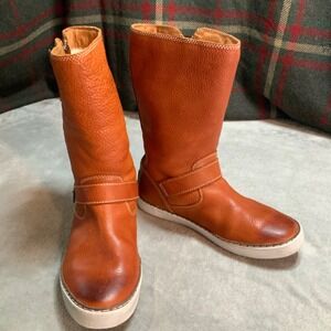 UGG Simmens Ginger Brown Leather Moto Boots Sheepskin Lined 1005043 Womens 9